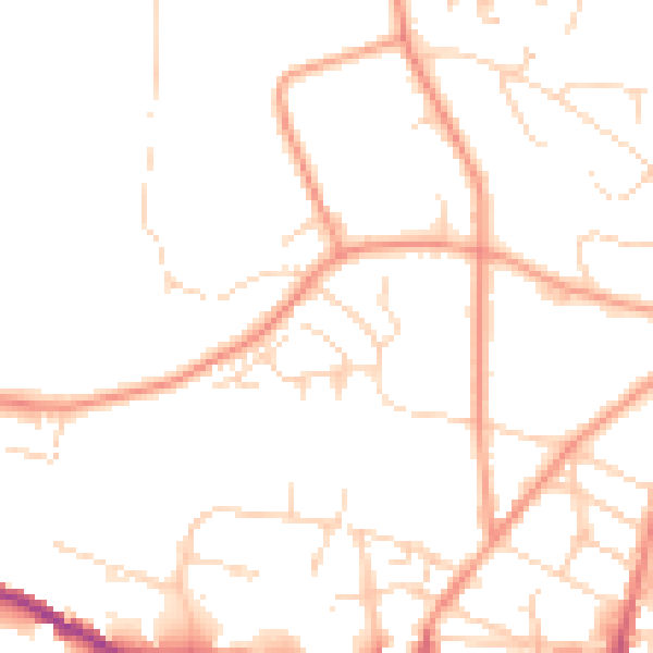 Daytime road noise heatmap for SK13 7BN