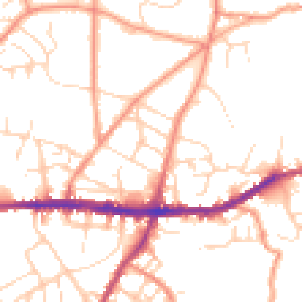 Daytime road noise heatmap for SK13 7DJ