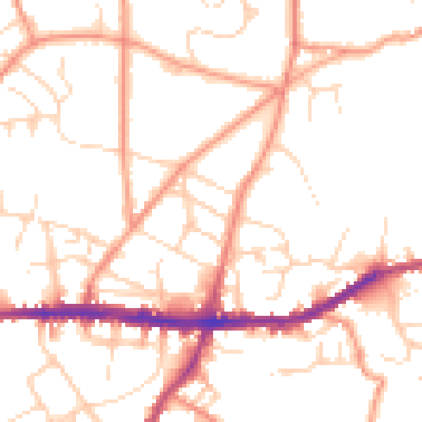 Daytime road noise heatmap for SK13 7DL
