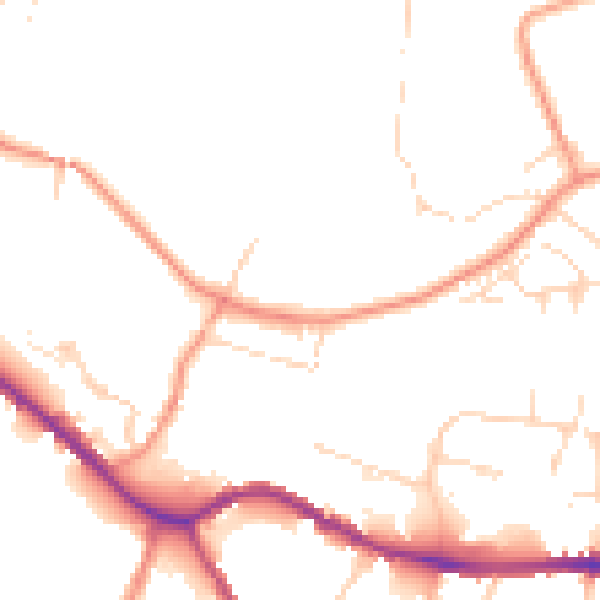 Daytime road noise heatmap for SK13 7DX