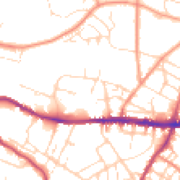 Daytime road noise heatmap for SK13 7ES