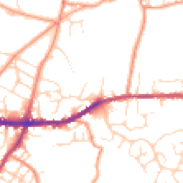 Daytime road noise heatmap for SK13 7QT