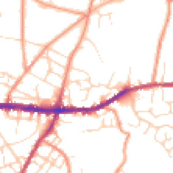 Daytime road noise heatmap for SK13 7QX