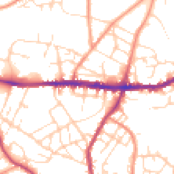 Daytime road noise heatmap for SK13 8AZ