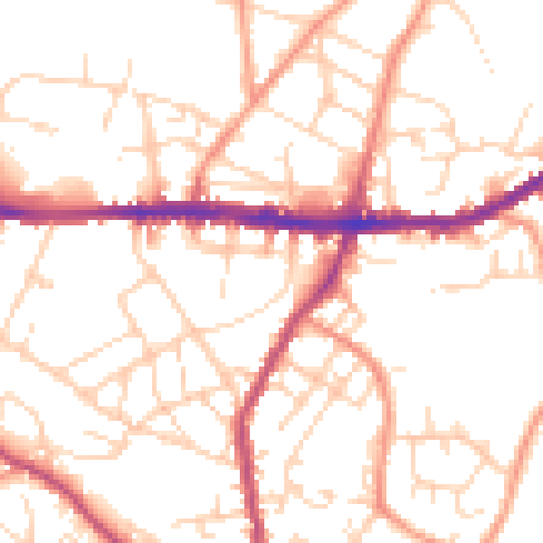 Daytime road noise heatmap for SK13 8BA
