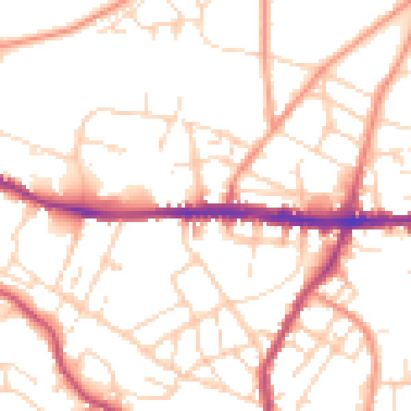 Daytime road noise heatmap for SK13 8BB