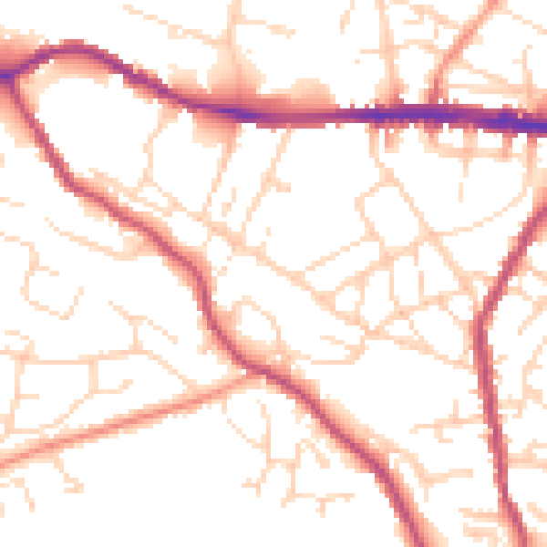Daytime road noise heatmap for SK13 8ED