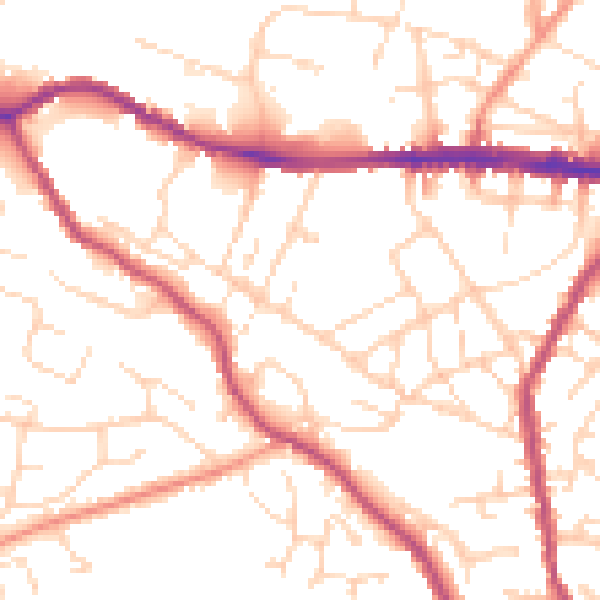 Daytime road noise heatmap for SK13 8EF