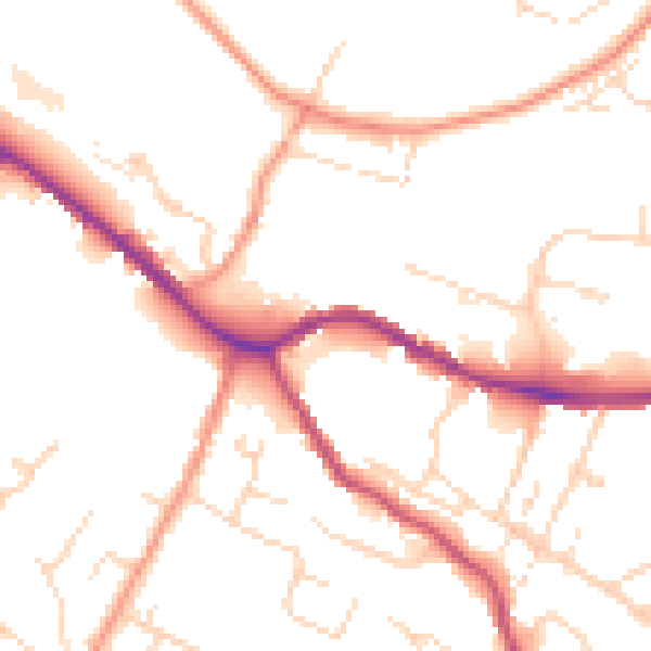 Daytime road noise heatmap for SK13 8EP