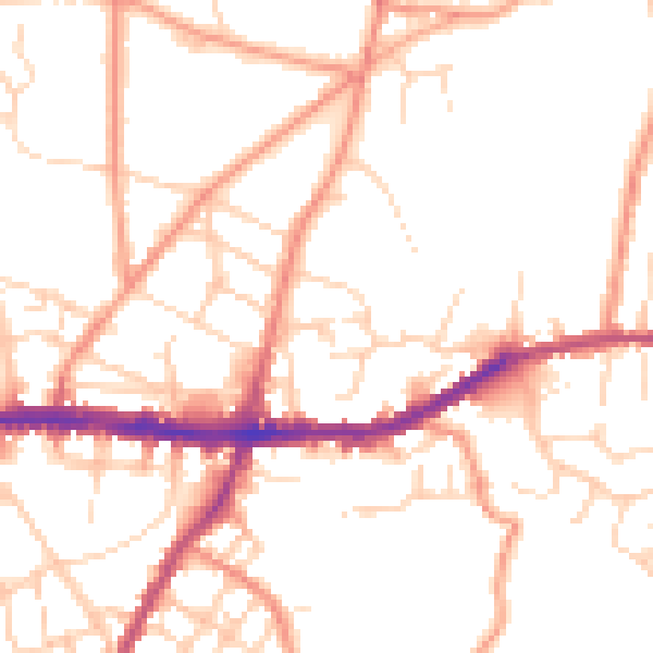 Daytime road noise heatmap for SK13 8GS