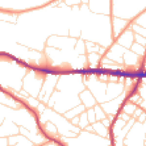 Daytime road noise heatmap for SK13 8HJ