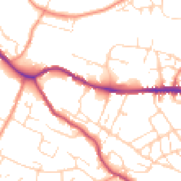 Daytime road noise heatmap for SK13 8HQ