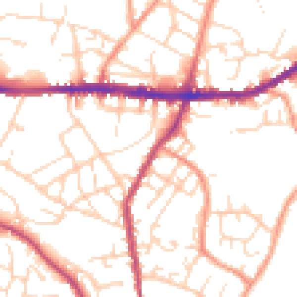 Daytime road noise heatmap for SK13 8HU