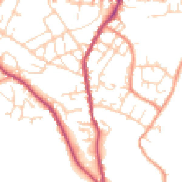 Daytime road noise heatmap for SK13 8JN