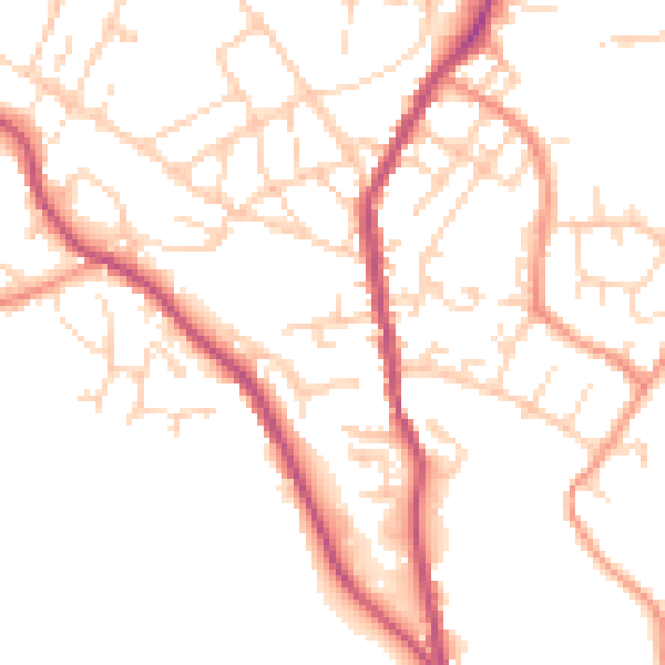Daytime road noise heatmap for SK13 8JP