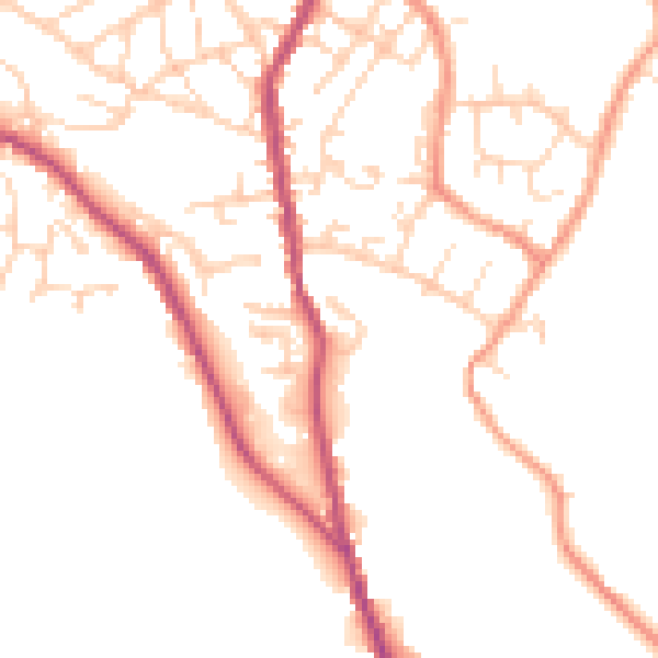 Daytime road noise heatmap for SK13 8LB