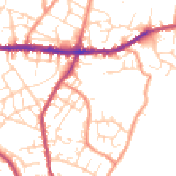 Daytime road noise heatmap for SK13 8ND