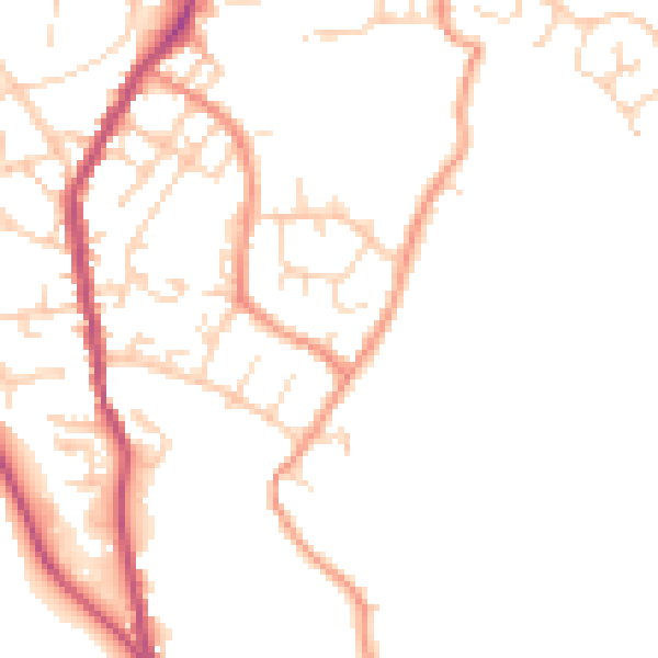 Daytime road noise heatmap for SK13 8NP
