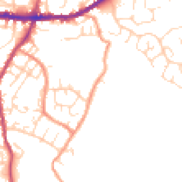 Daytime road noise heatmap for SK13 8NY