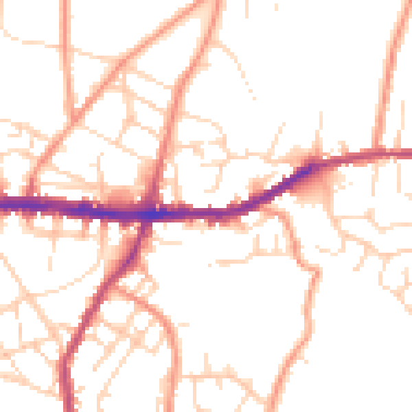 Daytime road noise heatmap for SK13 8PN
