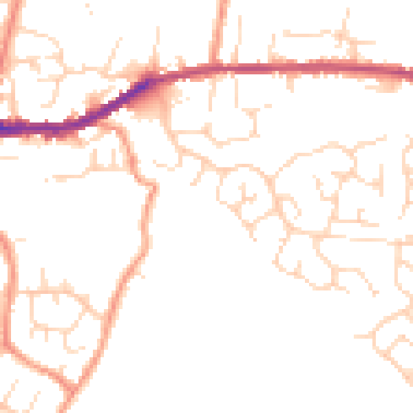 Daytime road noise heatmap for SK13 8PZ