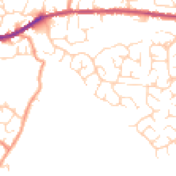 Daytime road noise heatmap for SK13 8TR