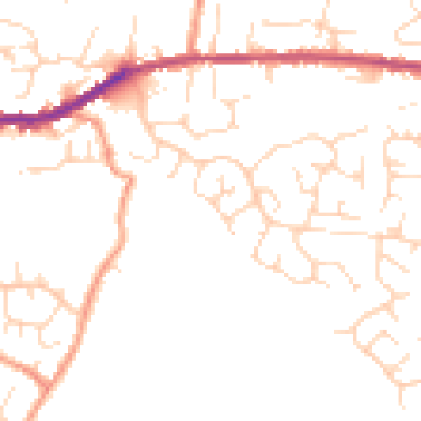 Daytime road noise heatmap for SK13 8TT