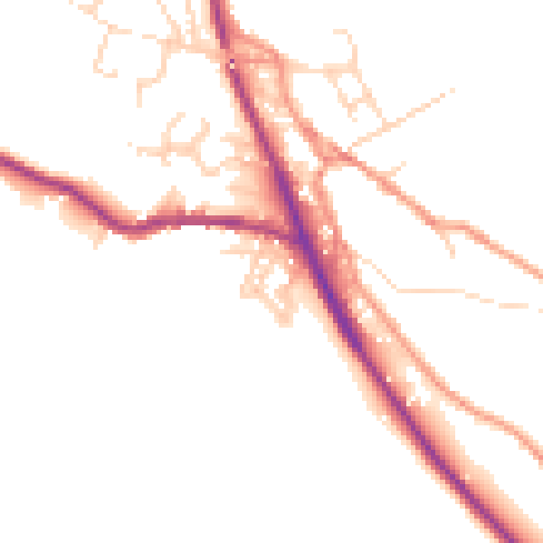 Daytime road noise heatmap for SK22 2JQ