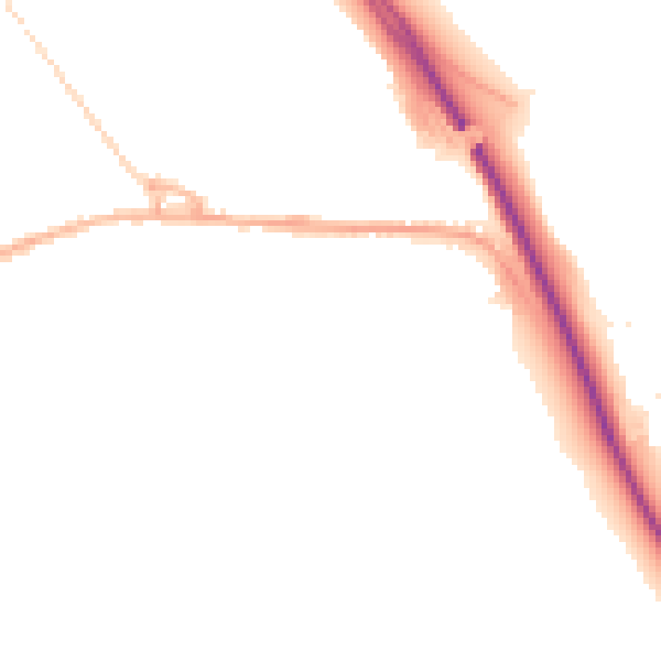 Night-time road noise heatmap for SK23 0PB