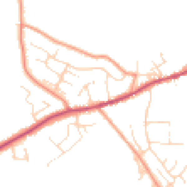 Daytime road noise heatmap for SK23 9TJ