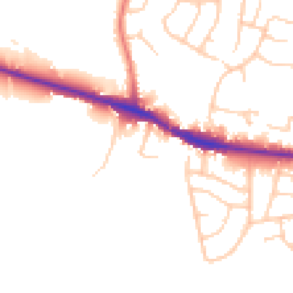 Daytime road noise heatmap for SK6 8BJ