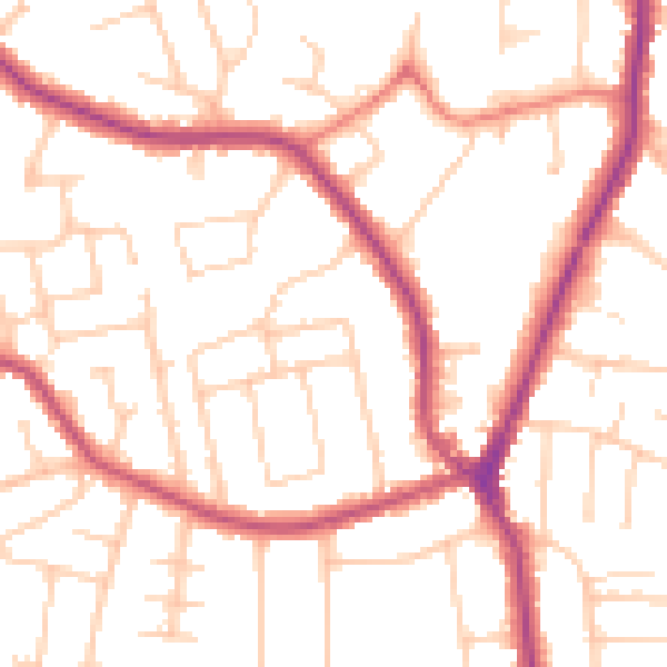 Daytime road noise heatmap for SK7 1DB