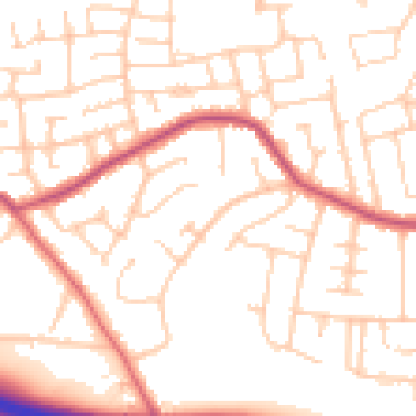 Daytime road noise heatmap for SK7 1EG
