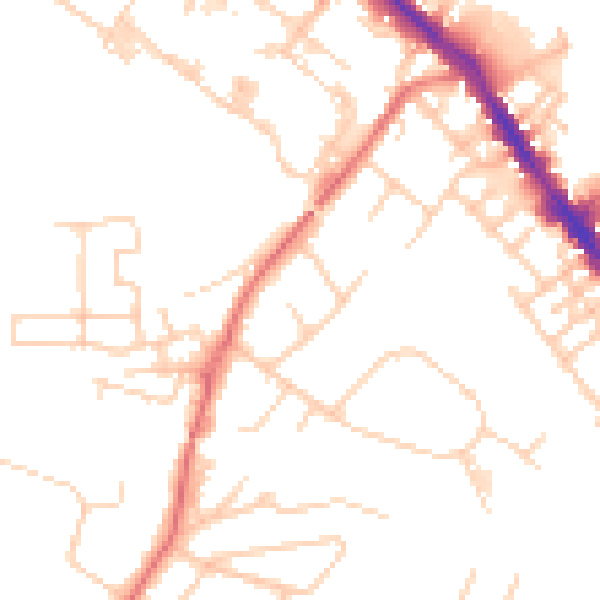 Daytime road noise heatmap for SK7 5AR