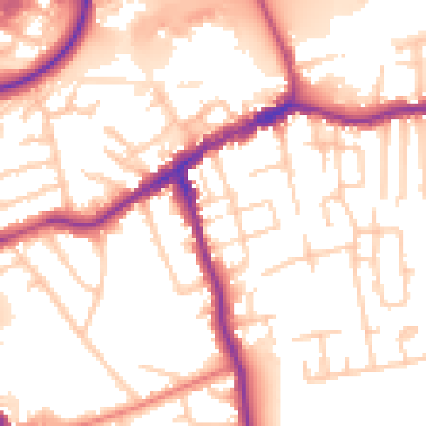 Daytime road noise heatmap for SK8 1BS
