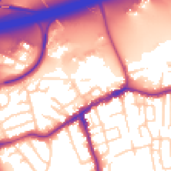 Daytime road noise heatmap for SK8 1DB