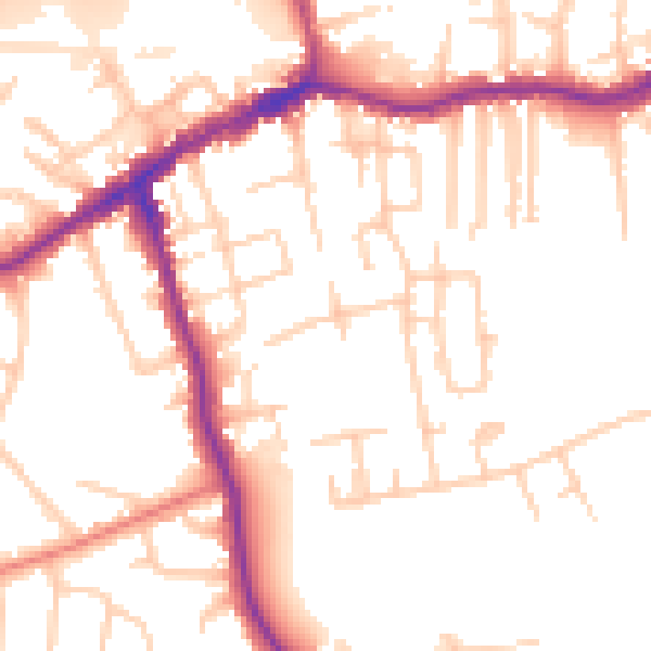 Daytime road noise heatmap for SK8 1EA