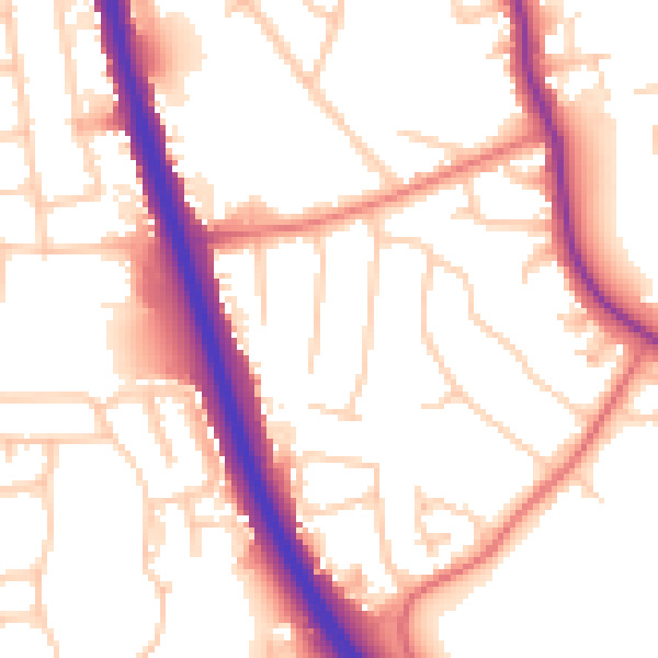 Daytime road noise heatmap for SK8 1LN