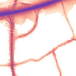 Night-time road noise heatmap for SK8 1QL