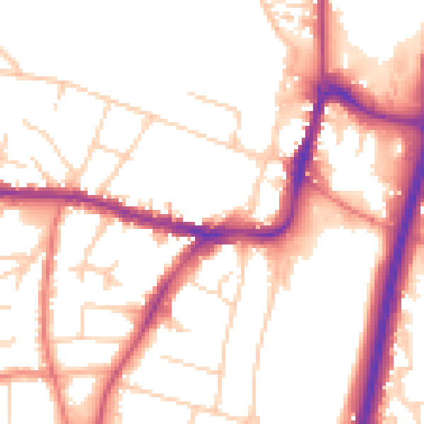 Daytime road noise heatmap for SK9 1DS
