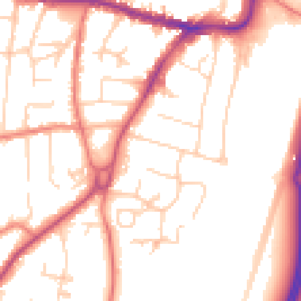 Daytime road noise heatmap for SK9 1DZ