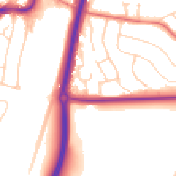 Daytime road noise heatmap for SK9 1EW