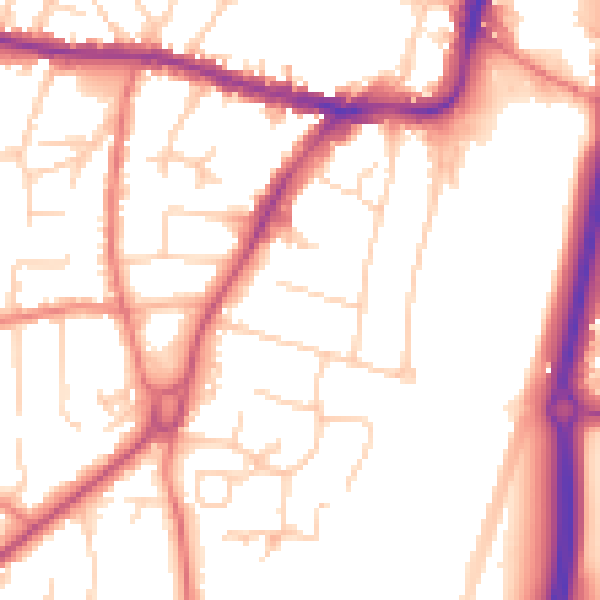 Daytime road noise heatmap for SK9 1LU
