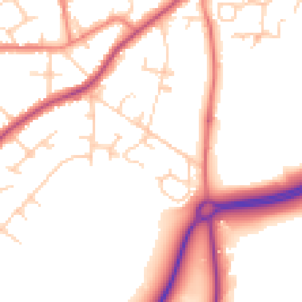 Daytime road noise heatmap for SK9 1QY