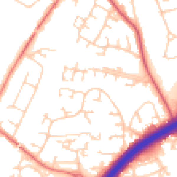 Daytime road noise heatmap for SK9 2PZ
