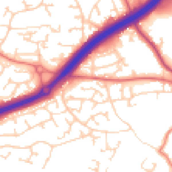 Daytime road noise heatmap for SK9 2QG