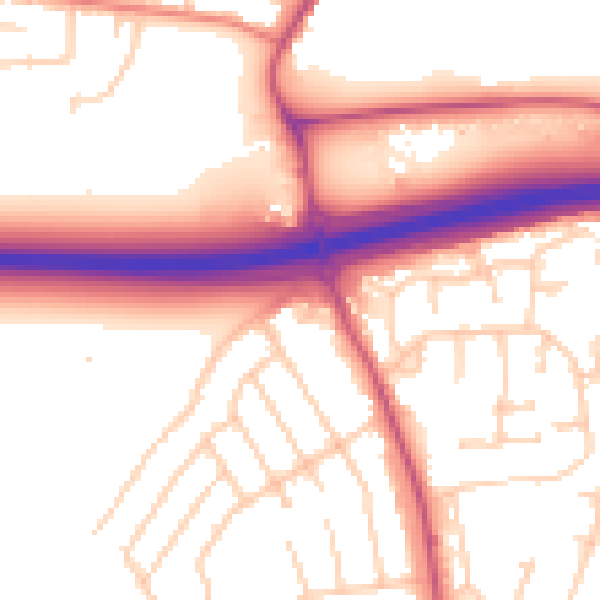 Daytime road noise heatmap for SK9 3NB