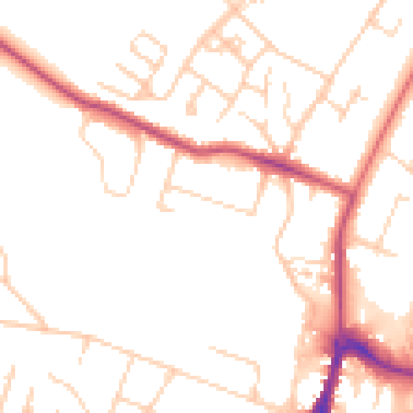 Daytime road noise heatmap for SK9 4AN