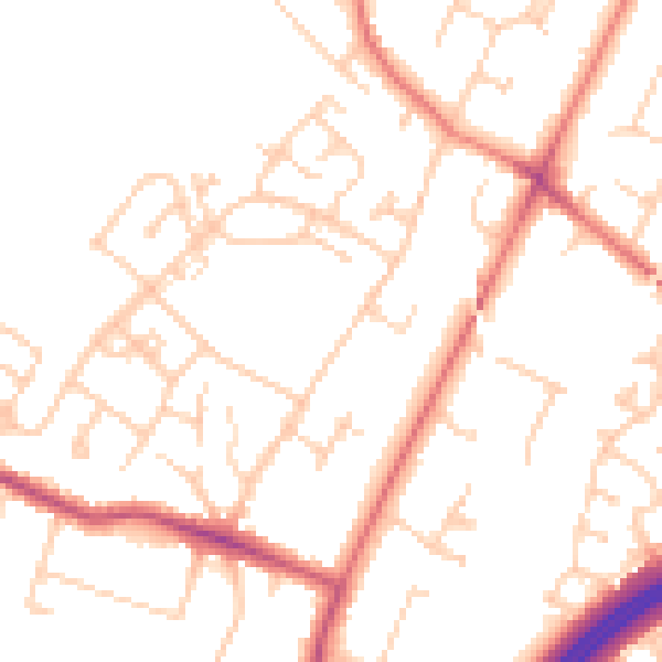 Daytime road noise heatmap for SK9 4BH