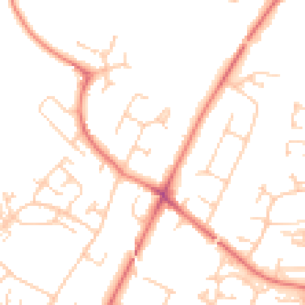 Daytime road noise heatmap for SK9 4EN